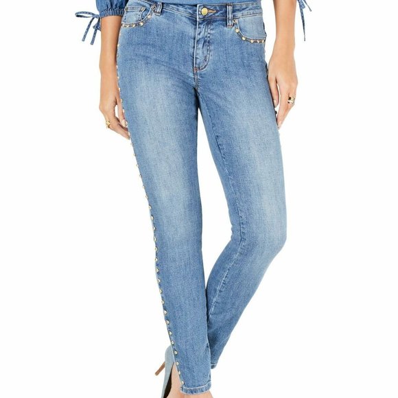 Michael Kors Womens Selma Studded Skinny Jeans
